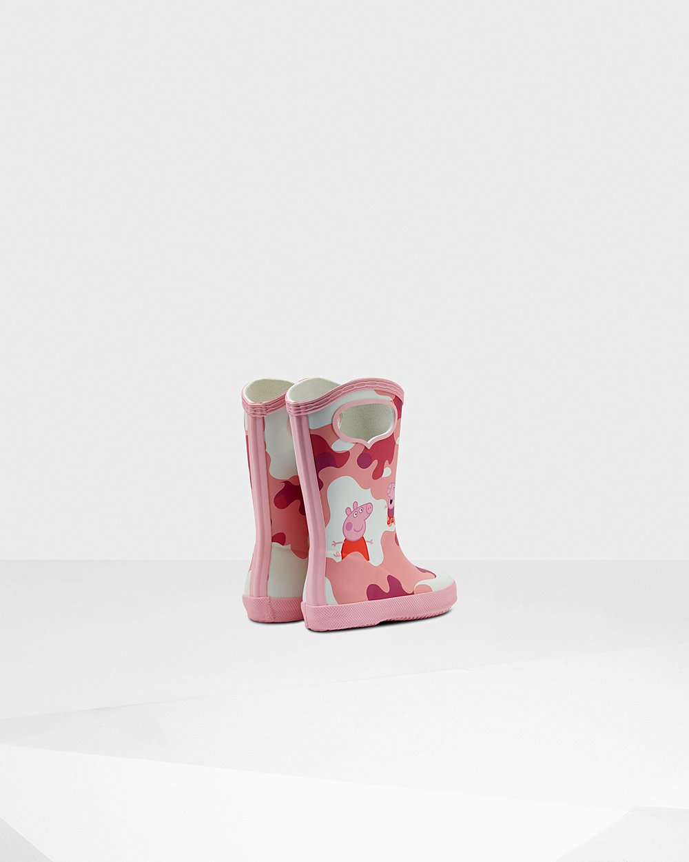 Kids Hunter Original First Peppa Pig Grab Handle | Rain Boots Pink | NZ-24870-UEMH